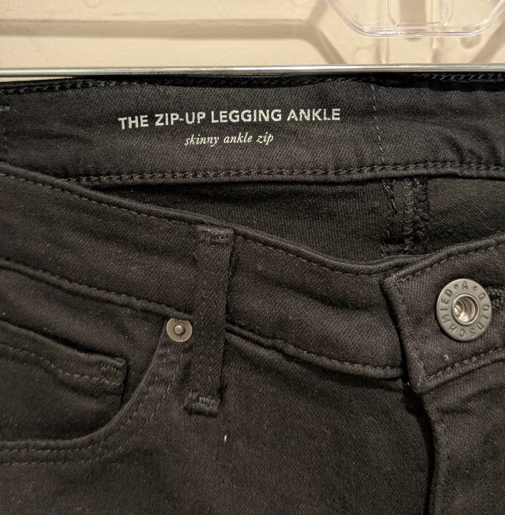 AG Adriano Goldschmied Black Skinny Zip Ankle Denim Leggings Size 27